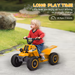 AIYAPLAY 6V Electric Quad Bike for Kids w/ Forward Backward, Yellow - Additional view 4