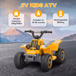 AIYAPLAY 6V Electric Quad Bike for Kids w/ Forward Backward, Yellow - Additional view 6