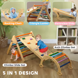 AIYAPLAY 5-in-1 Toddler Climbing Frame with Ramp, Arch, for 18-48 Months
