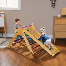 AIYAPLAY Toddler Climbing Frame, Wooden Indoor Pikler Triangle Set