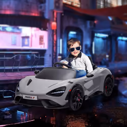 AIYAPLAY McLaren 765LT Licensed 12V Kids Ride on Car w/ MP3 Music, Grey