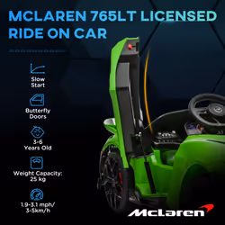 AIYAPLAY McLaren 765LT Licensed 12V Kids Ride on Car w/ MP3 Music, Green