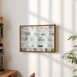 HOMCOM 5-Tier Wall Display Shelf Unit Cabinet w/ Shelves Glass Doors brown