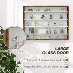 HOMCOM 5-Tier Wall Display Shelf Unit Cabinet w/ Shelves Glass Doors brown