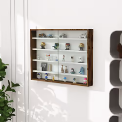 HOMCOM 5-Tier Wall Display Shelf Unit Cabinet w/ Shelves Glass Doors brown - Additional view 5