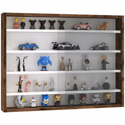 HOMCOM 5-Tier Wall Display Shelf Unit Cabinet w/ Shelves Glass Doors brown - Additional view 8