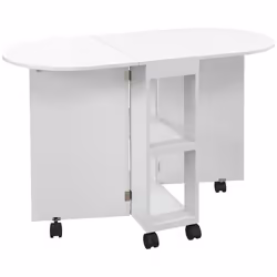 HOMCOM Folding Dining Table for Small Spaces with 2-tier Shelves White - Additional view 8