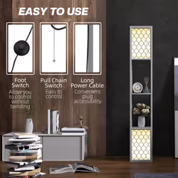HOMCOM 2-Light Modern Floor Lamp with Shelves for Living Room, Bedroom, Grey - Additional view 5