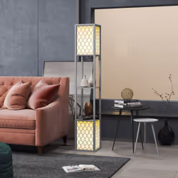 HOMCOM 2-Light Modern Floor Lamp with Shelves for Living Room, Bedroom, Grey - Additional view 7