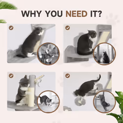 PawHut 3-Piece Corner Design Cat Wall Shelves Furniture, Light Grey - Additional view 6