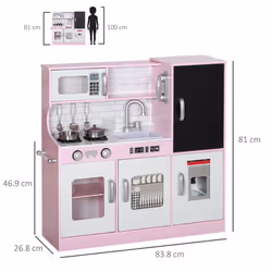 AIYAPLAY Play Kitchen, Pretend Toy Kitchen w/ Toy Phone, Chalkboard, Sink - Additional view 5