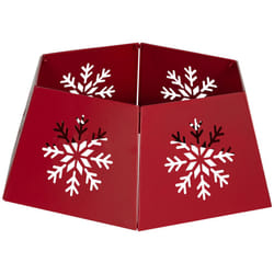 HOMCOM Hexagon Christmas Tree Base Cover with Hollow Snowflake Patterns Red