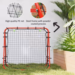 HOMCOM Rebounder Net Football Target Goal with Adjustable Angles, Red