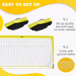 HOMCOM Two Football Goal Nets, Football Equipment w/ Carry Bag, Yellow