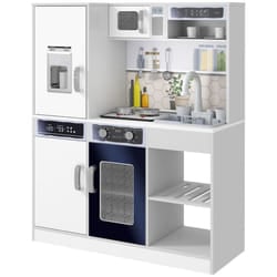 AIYAPLAY Play Kitchen, Pretend Toy Kitchen w/ Sounds, Lights, Microwave