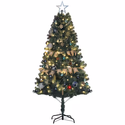 HOMCOM 6ft Artificial Christmas Tree with LED Lights and Blue Decorations