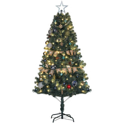 HOMCOM 6ft Artificial Christmas Tree with LED Lights and Blue Decorations