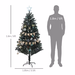 HOMCOM 6ft Artificial Christmas Tree with LED Lights and Blue Decorations