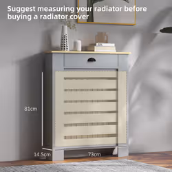 HOMCOM Radiator Cover with Drawer, Horizontal Slat, 78cm, Grey - Additional view 4
