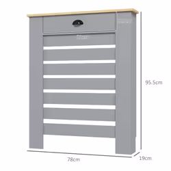 HOMCOM Radiator Cover with Drawer, Horizontal Slat, 78cm, Grey - Additional view 6