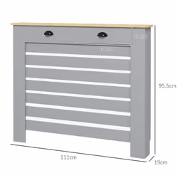 HOMCOM Radiator Cover with Drawer, Horizontal Slat, 111cm, Grey - Additional view 6
