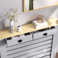HOMCOM Radiator Cover with Drawer, Horizontal Slat, 111cm, Grey - Additional view 8