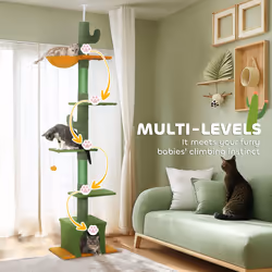 PawHut 230-275cm Floor-to-Ceiling Cat Tree for Indoor Cats with Cat House - Additional view 4