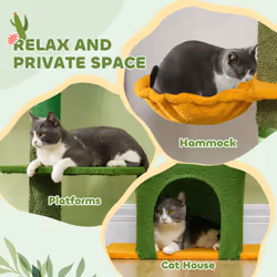 PawHut 230-275cm Floor-to-Ceiling Cat Tree for Indoor Cats with Cat House - Additional view 5