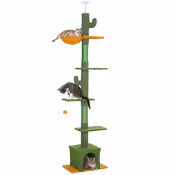 PawHut 230-275cm Floor-to-Ceiling Cat Tree for Indoor Cats with Cat House - Additional view 8