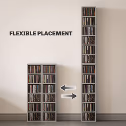 HOMCOM Set of 2 CD Storage Units with Adjustable Shelves Cement Grey