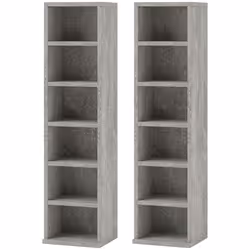 HOMCOM Set of 2 CD Storage Units with Adjustable Shelves Cement Grey - Additional view 7