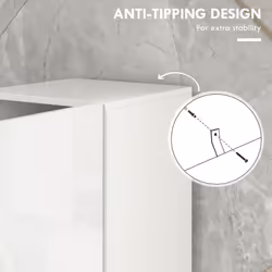 kleankin High Gloss Bathroom Storage Cabinet with Adjustable Shelves White - Additional view 4