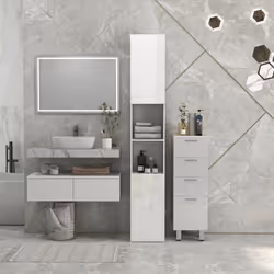 kleankin High Gloss Bathroom Storage Cabinet with Adjustable Shelves White - Additional view 5