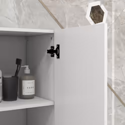 kleankin High Gloss Bathroom Storage Cabinet with Adjustable Shelves White - Additional view 6