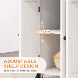 HOMCOM Rolling Kitchen Island Cart with Rubber Wood Top, Spices White - Additional view 5