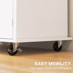 HOMCOM Rolling Kitchen Island Cart with Rubber Wood Top, Spices White - Additional view 6