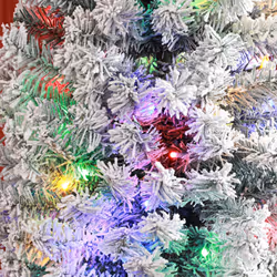 HOMCOM 7' Artificial Christmas Tree with Flocked Tips, LED Lights, Decoration