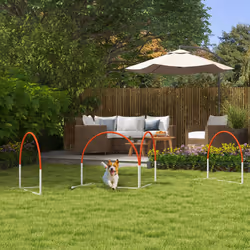 PawHut Dog Agility Equipment Set with 4 PCS Weave Pole, Orange