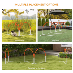 PawHut Dog Agility Equipment Set with 4 PCS Weave Pole, Orange