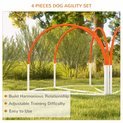 PawHut Dog Agility Equipment Set with 4 PCS Weave Pole, Orange - Additional view 4