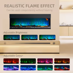 HOMCOM 152.4cm Electric Fireplace Recessed, Insert, Wall Mount, Freestanding