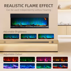 HOMCOM 127cm Electric Fireplace Recessed, Insert, Wall Mount, Freestanding