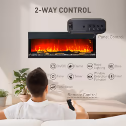 HOMCOM 127cm Electric Fireplace Recessed, Insert, Wall Mount, Freestanding - Additional view 4