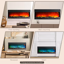 HOMCOM 127cm Electric Fireplace Recessed, Insert, Wall Mount, Freestanding - Additional view 7