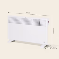 HOMCOM 1500W Panel Heater, Low Energy Electric Heater for Home, White