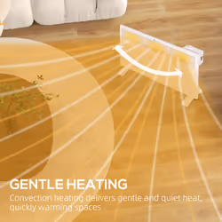 HOMCOM 1500W Panel Heater, Low Energy Electric Heater for Home, White