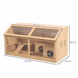 PawHut Wooden Hamster Cage for Gerbils w/ Suspension Bridge, Ladders, Nature - Additional view 5