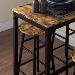 HOMCOM 5 Piece Bar Set, Industrial Kitchen and Chair Set Rustic Brown - Additional view 6