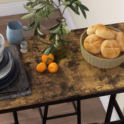 HOMCOM 5 Piece Bar Set, Industrial Kitchen and Chair Set Rustic Brown - Additional view 7