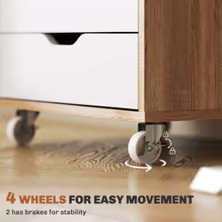 Vinsetto Mobile Filing Cabinet, 5-drawer File Cabinet with Wheels, Oak - Additional view 6
